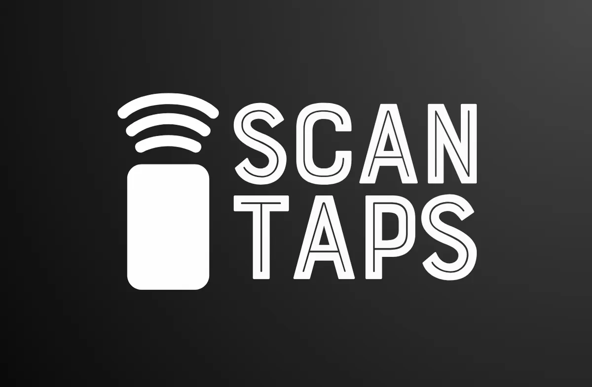 ScanTaps logo, a phone-shaped tag sending a wireless signal